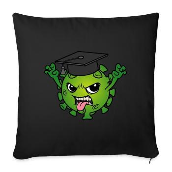 Mascotte de remise des diplômes Corona virus Chapeau de médecin Devise - Housse de coussin décorative 45 x 45 cm - noir - Devant