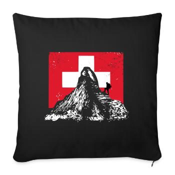 Randonnée - Montagnes - Suisse - Housse de coussin décorative 45 x 45 cm - noir - Devant