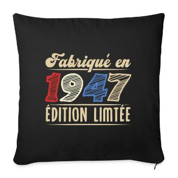 Fabriqué en 1947, Vintage cadeau d'anniversaire - Housse de coussin décorative 45 x 45 cm - noir - Devant