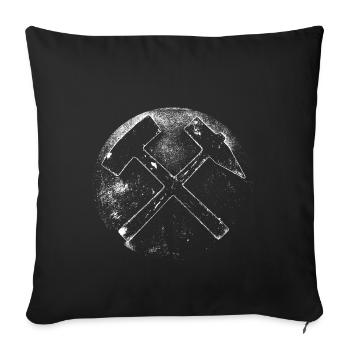 Bergmann Kumpel Hammer Eisen - Sofakissenbezug 45 x 45 cm - Schwarz - Vorne