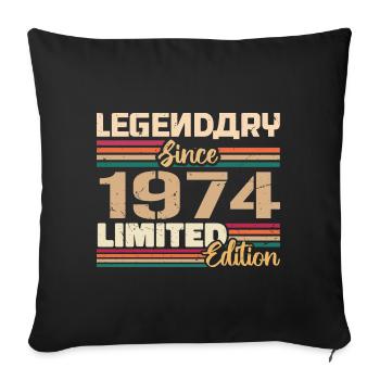 1974 Vintage 1974 Birthday Born In 1974 - Sofa pillowcase 17,3'' x 17,3'' (45 x 45 cm) - black - Front