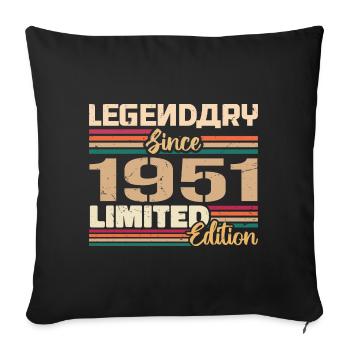 1951 Vintage 1951 Geburtstag geboren im Jahr 1951 - Sofakissenbezug 45 x 45 cm - Schwarz - Vorne