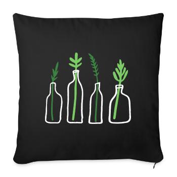 Plant Graphic Plant In Bottle - Sofa pillowcase 17,3'' x 17,3'' (45 x 45 cm) - black - Front