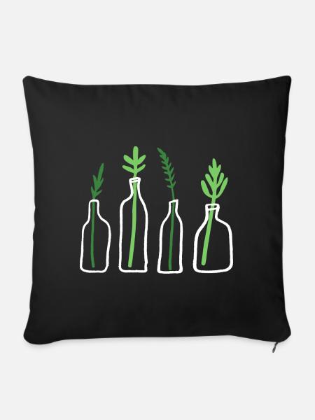 Plante graphique en bouteille - Housse de coussin décorative 45 x 45 cm - noir