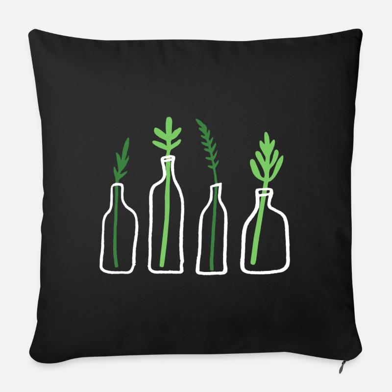Plante graphique en bouteille - Housse de coussin décorative 45 x 45 cm - noir