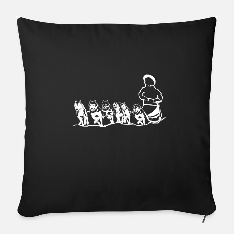Huskys Schlittenhunde mit dem Musher - Sofakissenbezug 45 x 45 cm - Schwarz