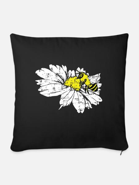Biene Blume Bestäubung Imker - Sofakissenbezug 45 x 45 cm - Schwarz