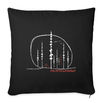 Zelt im Wald Fichtelgebirge - Sofakissenbezug 45 x 45 cm - Schwarz - Vorne