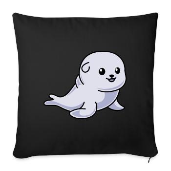 Bande dessinée Seal Animal - Housse de coussin décorative 45 x 45 cm - noir - Devant