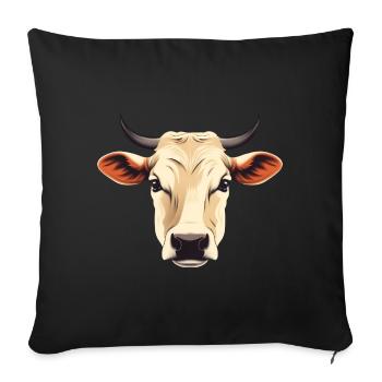 Cow, Ox, Bull - Head design - Sofa pillowcase 17,3'' x 17,3'' (45 x 45 cm) - black - Front