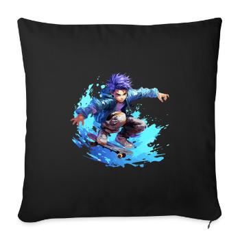 Anime Skater - Housse de coussin décorative 45 x 45 cm - noir - Devant