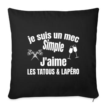 tatous et apéro - Housse de coussin décorative 45 x 45 cm - noir - Devant