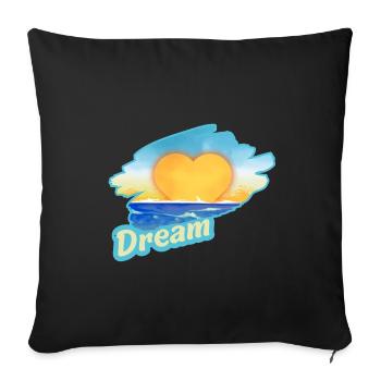 Sunset by the sea in heart shape - Sofa pillowcase 17,3'' x 17,3'' (45 x 45 cm) - black - Front