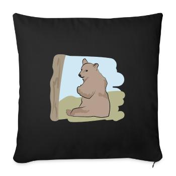 Illustrated design with bear - Sofa pillowcase 17,3'' x 17,3'' (45 x 45 cm) - black - Front