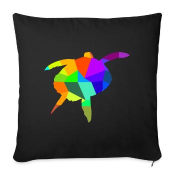 Tortue d’eau arc-en-ciel animaux polygone - Housse de coussin décorative 45 x 45 cm - noir - Devant