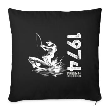 50ème Anniversaire Pêcheur Pêche 1974 Millésime 1974 - Housse de coussin décorative 45 x 45 cm - noir - Devant
