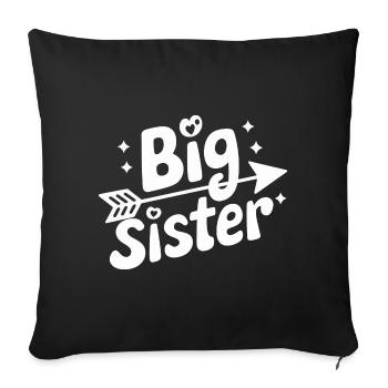 Sœur, Frère ou sœur, Famille - Housse de coussin décorative 45 x 45 cm - noir - Devant