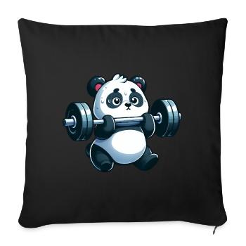 Panda Barbell Training Cartoon Fitness - Sofa pillowcase 17,3'' x 17,3'' (45 x 45 cm) - black - Front