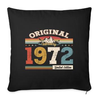 Cadeau d'anniversaire 53 ans Homme Original Février 1972 - Housse de coussin décorative 45 x 45 cm - noir - Devant