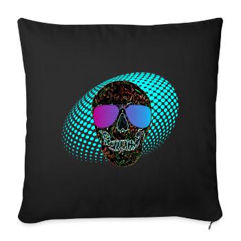 Disco Schädel Party Schädel 3D Neon - Sofakissenbezug 45 x 45 cm - Schwarz - Vorne