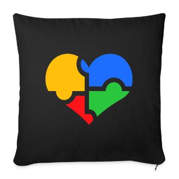Autism Autist Love Heart Puzzle - Sofa pillowcase 17,3'' x 17,3'' (45 x 45 cm) - black - Front