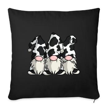 Niedliche Kuh Print Gnome - Sofakissenbezug 45 x 45 cm - Schwarz - Vorne