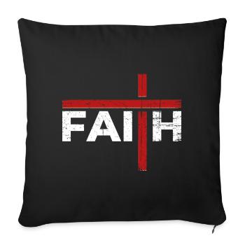 Jésus-Christ Conception chrétienne Croix Foi - Housse de coussin décorative 45 x 45 cm - noir - Devant