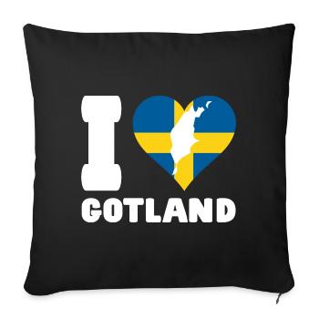 I LOVE GOTLAND Sweden - Sofa pillowcase 17,3'' x 17,3'' (45 x 45 cm) - black - Front