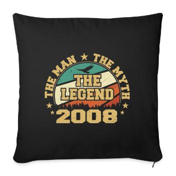2008 Geburtstag geboren im Jahr 2008 Retro Vintage - Sofakissenbezug 45 x 45 cm - Schwarz - Vorne