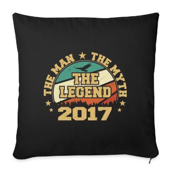 2017 Anniversaire Né en 2017 Retro Vintage - Housse de coussin décorative 45 x 45 cm - noir - Devant