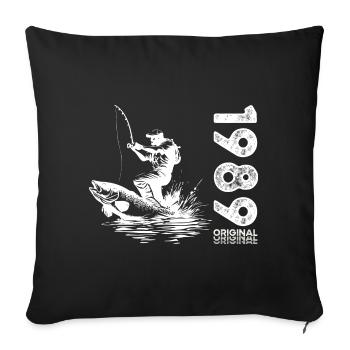 35ème Anniversaire Pêcheur Pêche 1989 Millésime 1989 - Housse de coussin décorative 45 x 45 cm - noir - Devant