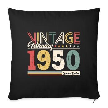 75ème anniversaire cadeau mari Original février 1950 - Housse de coussin décorative 45 x 45 cm - noir - Devant