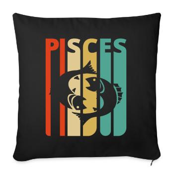 Vintage Poissons Zodiac Cadeaux pour la famille &amis - Housse de coussin décorative 45 x 45 cm - noir - Devant