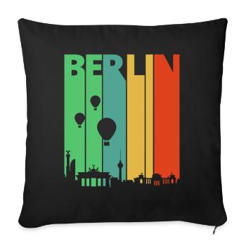 Rétro Berlin.Allemagne. Paysage urbain Skyline. - Housse de coussin décorative 45 x 45 cm - noir - Devant