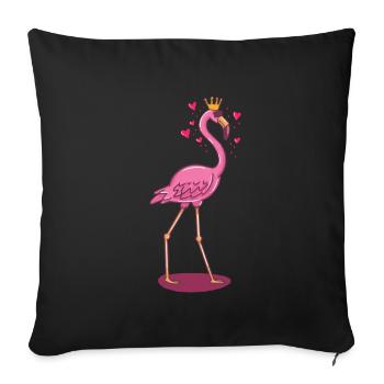 Flamingo crown hearts in love comic gift girl - Sofa pillowcase 17,3'' x 17,3'' (45 x 45 cm) - black - Front