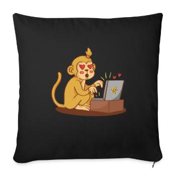 Affe Verliebt Fernbeziehung Chat Herzen Geschenk - Sofakissenbezug 45 x 45 cm - Schwarz - Vorne