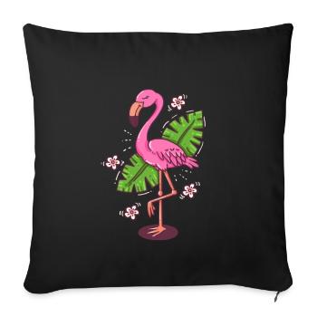 Flamingo Leaves Comic Monstera Flower Gift - Sofa pillowcase 17,3'' x 17,3'' (45 x 45 cm) - black - Front