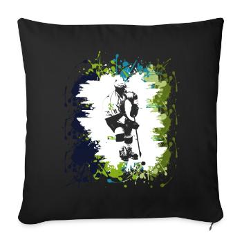 Ice Hockey Skate Sports Player Gift Idea - Sofa pillowcase 17,3'' x 17,3'' (45 x 45 cm) - black - Front