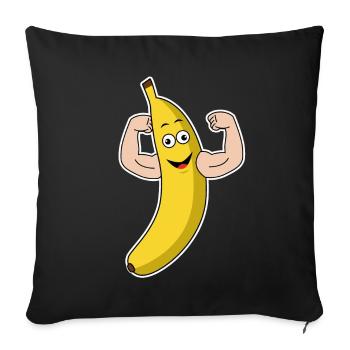 Cadeau de biceps de bodybuilding de muscle de force de banane - Housse de coussin décorative 45 x 45 cm - noir - Devant