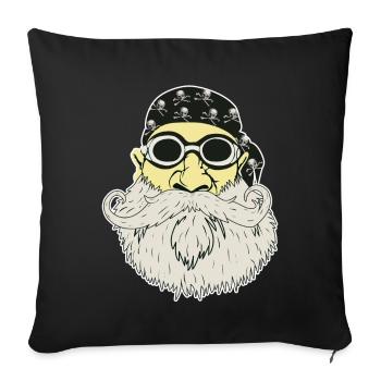 Beard Hipster Rocker Motorcycle Skull Gift - Sofa pillowcase 17,3'' x 17,3'' (45 x 45 cm) - black - Front