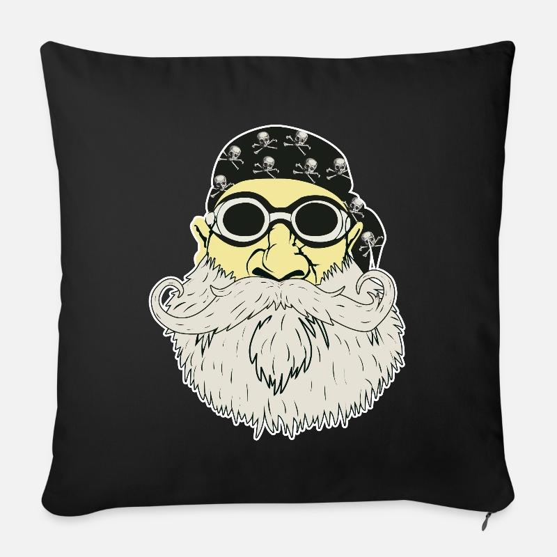 Beard Hipster Rocker Motorcycle Skull Gift - Sofa pillowcase 17,3'' x 17,3'' (45 x 45 cm) - black