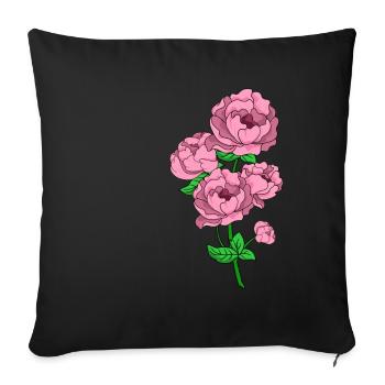 Peonies Flower Rose Spring Gift Idea - Sofa pillowcase 17,3'' x 17,3'' (45 x 45 cm) - black - Front