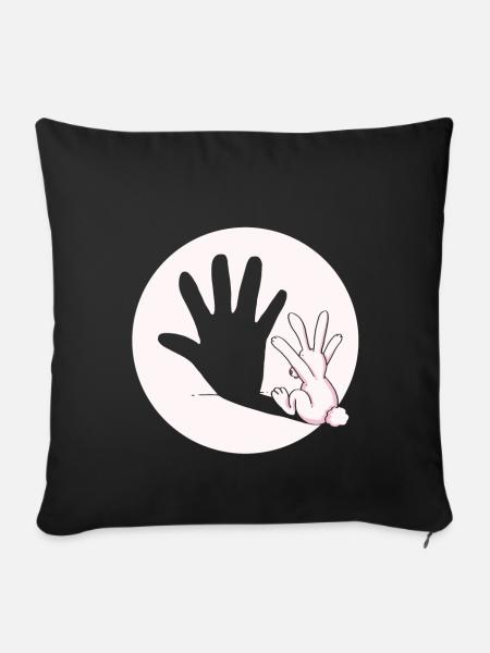 Hase Kaninchen Schatten Hand Ostern Geschenkidee - Sofakissenbezug 45 x 45 cm - Schwarz