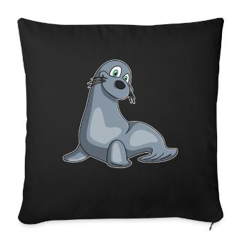 Seal Sea Lion Kawaii Gift Kids Shirt Comic - Sofa pillowcase 17,3'' x 17,3'' (45 x 45 cm) - black - Front