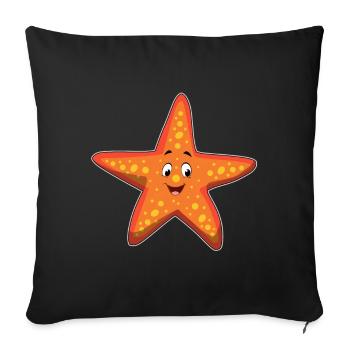Seestern Kawaii Meer Kindershirt süss Geschenkidee - Sofakissenbezug 45 x 45 cm - Schwarz - Vorne