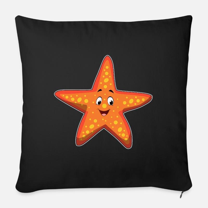 Seestern Kawaii Meer Kindershirt süss Geschenkidee - Sofakissenbezug 45 x 45 cm - Schwarz