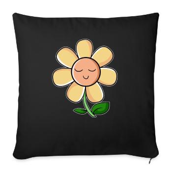 Blume Sonnenblume comic kawaii niedlich Geschenk - Sofakissenbezug 45 x 45 cm - Schwarz - Vorne