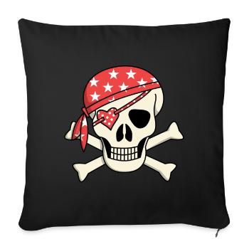 Pirate skull girly eye patch gift idea - Sofa pillowcase 17,3'' x 17,3'' (45 x 45 cm) - black - Front