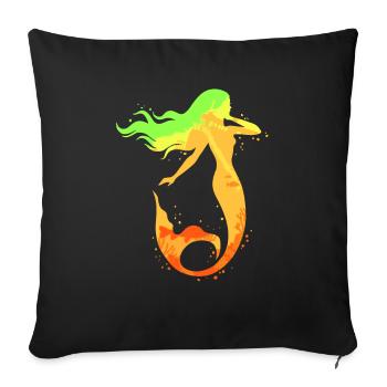 Sirène sirène sirène conte de fées - Housse de coussin décorative 45 x 45 cm - noir - Devant