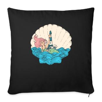 Sirène sirène sirène conte de fées - Housse de coussin décorative 45 x 45 cm - noir - Devant